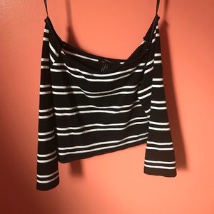 Black with stripes crop top